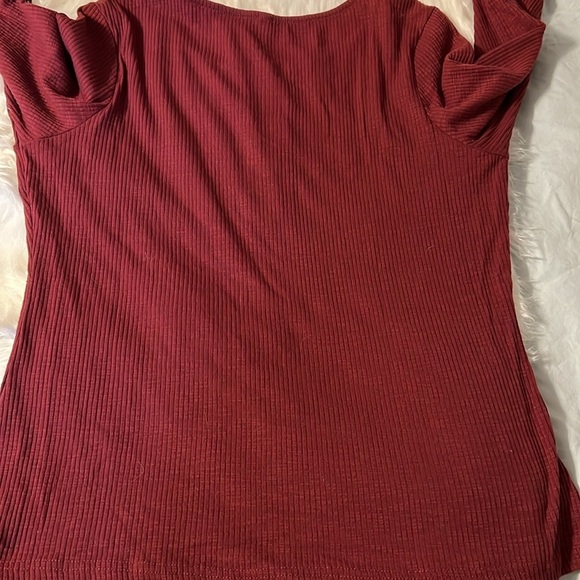 Kancystore Maroon Lace Sleeve Long Sleeve Top - Picture 11 of 12